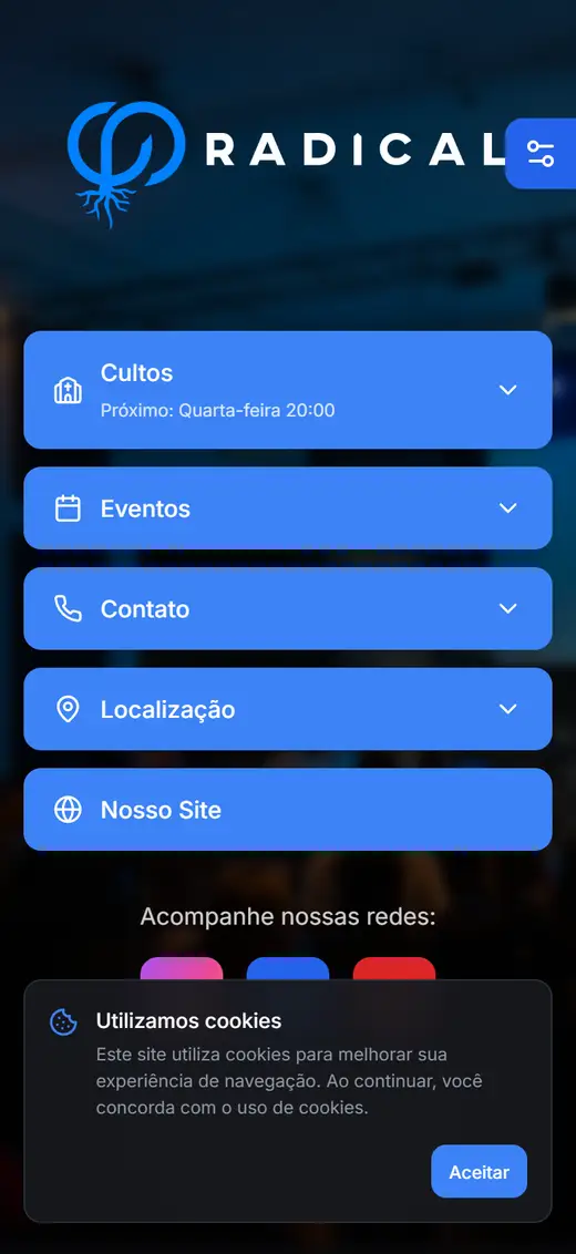 Comunidade Cristã Radical: site feito pela Ylink, rolando