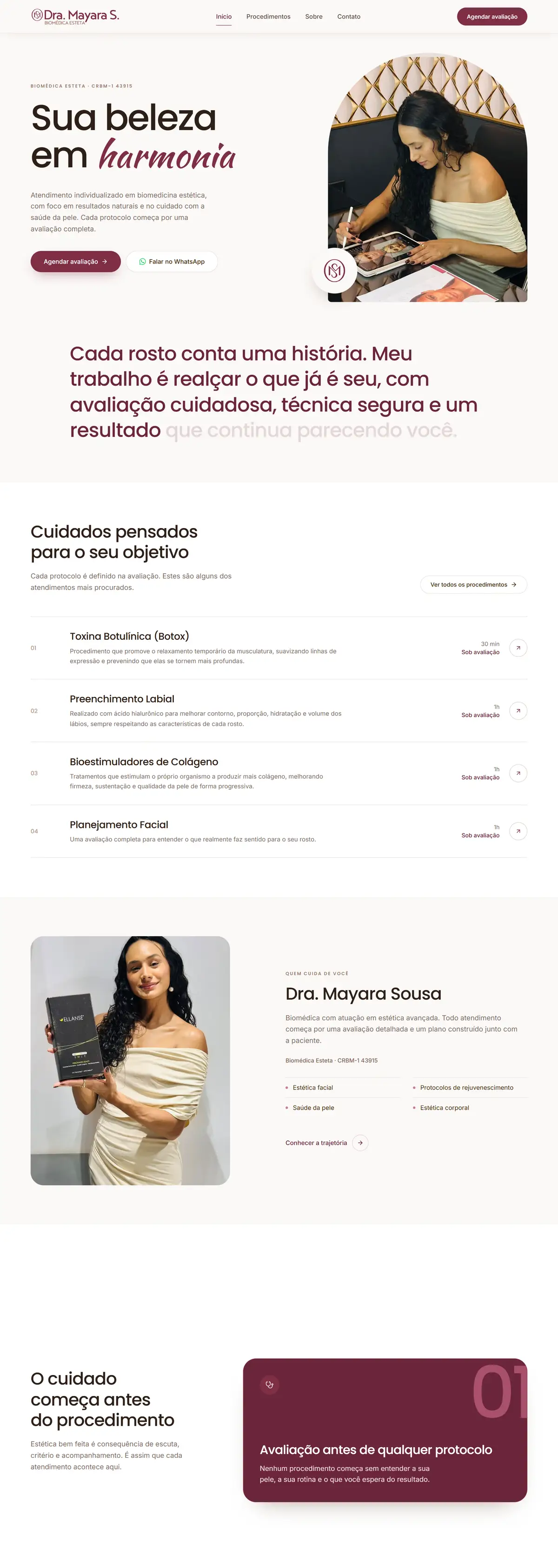 Dra. Mayara S.: site feito pela Ylink, rolando