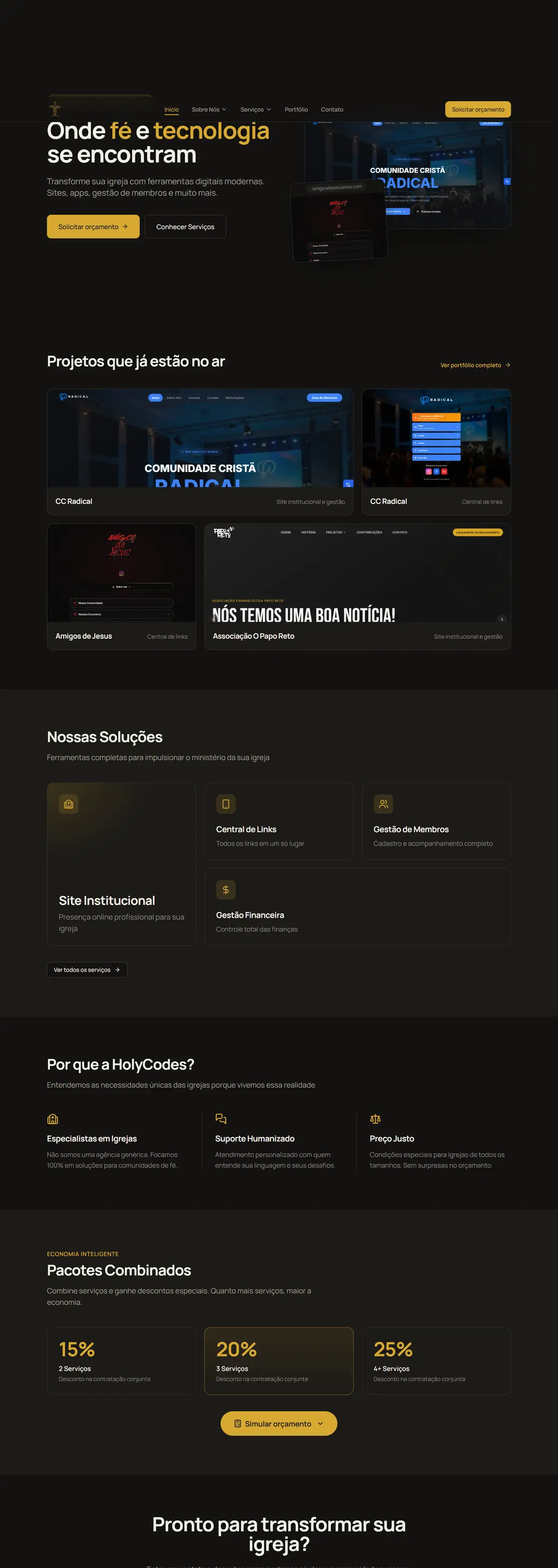 HolyCodes: site feito pela Ylink, rolando