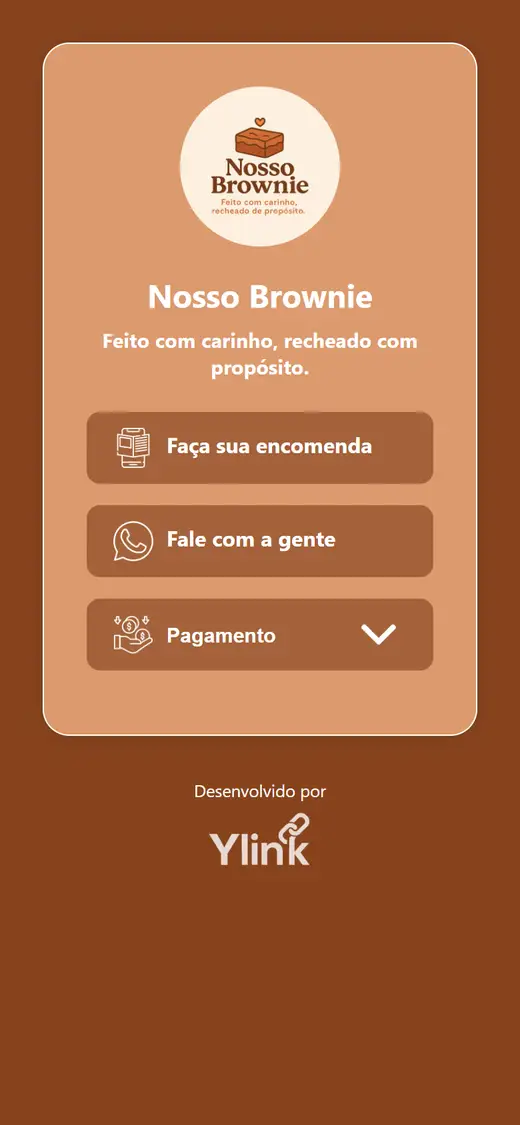 Nosso Brownie: site feito pela Ylink, rolando