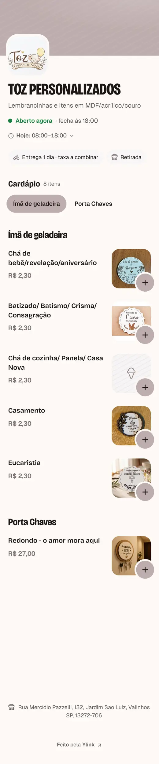 Toz Personalizados: site feito pela Ylink, rolando