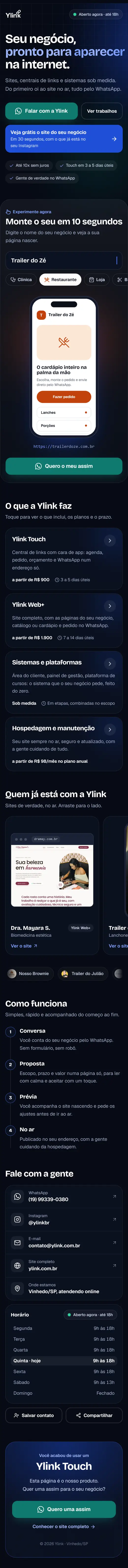 Página ylink.com.br/i, de Ylink